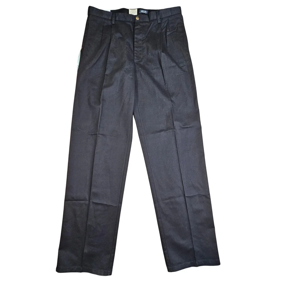 St. John's Bay Worry Free Chino Mens 38x36‎ Black Pleated Comfort Ease Fit NEW